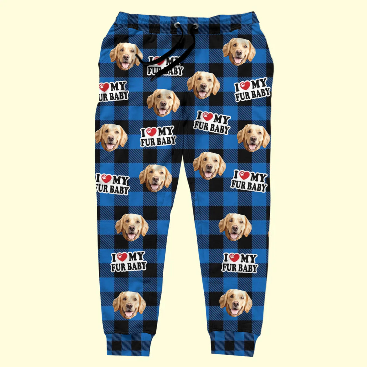Pantalon de survêtement unisexe personnalisé avec photo « J'aime mon bébé à fourrure » pour chien et chat - Cadeau de Noël pour les propriétaires et les amoureux des animaux