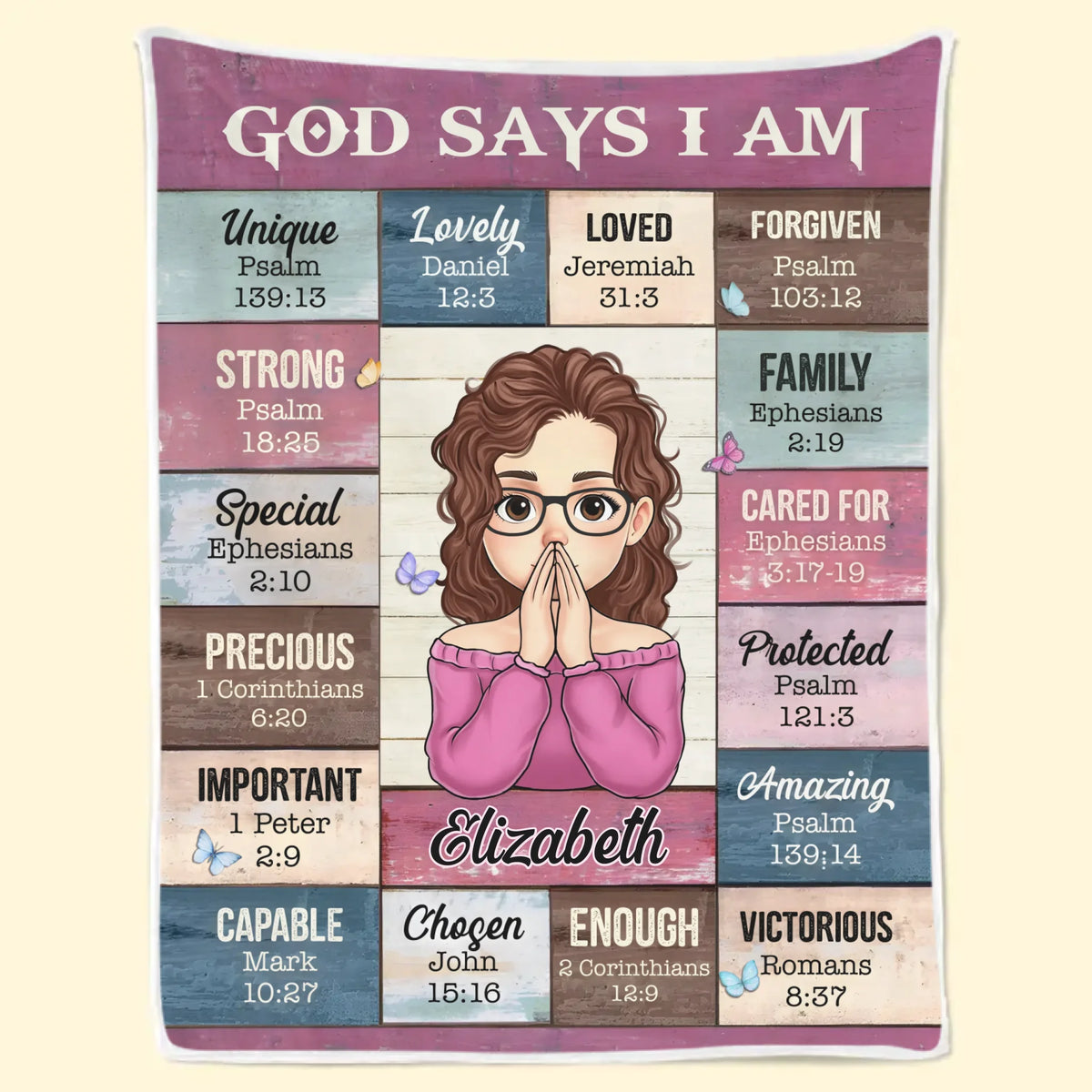 Dieu dit que je suis une affirmation d'amour-propre - Couverture personnalisée pour ami - Cadeau pour meilleurs amis, membres de la famille, collègues, vous-même