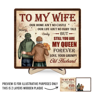 Tu es ma reine pour toujours - Plaque en bois personnalisée à 2 couches avec support - Cadeau pour mari et femme, anniversaire