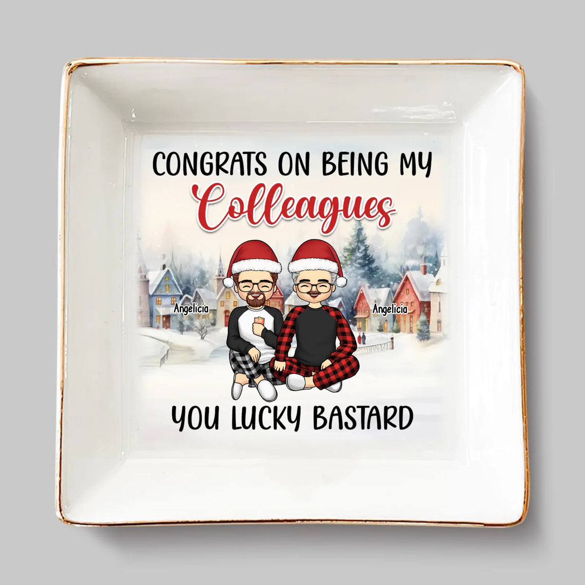 Le bonheur, c'est de travailler avec des gens formidables - Coupelle à bijoux personnalisée pour collègues - Cadeau de Noël pour collègues, collègues de travail, collègues