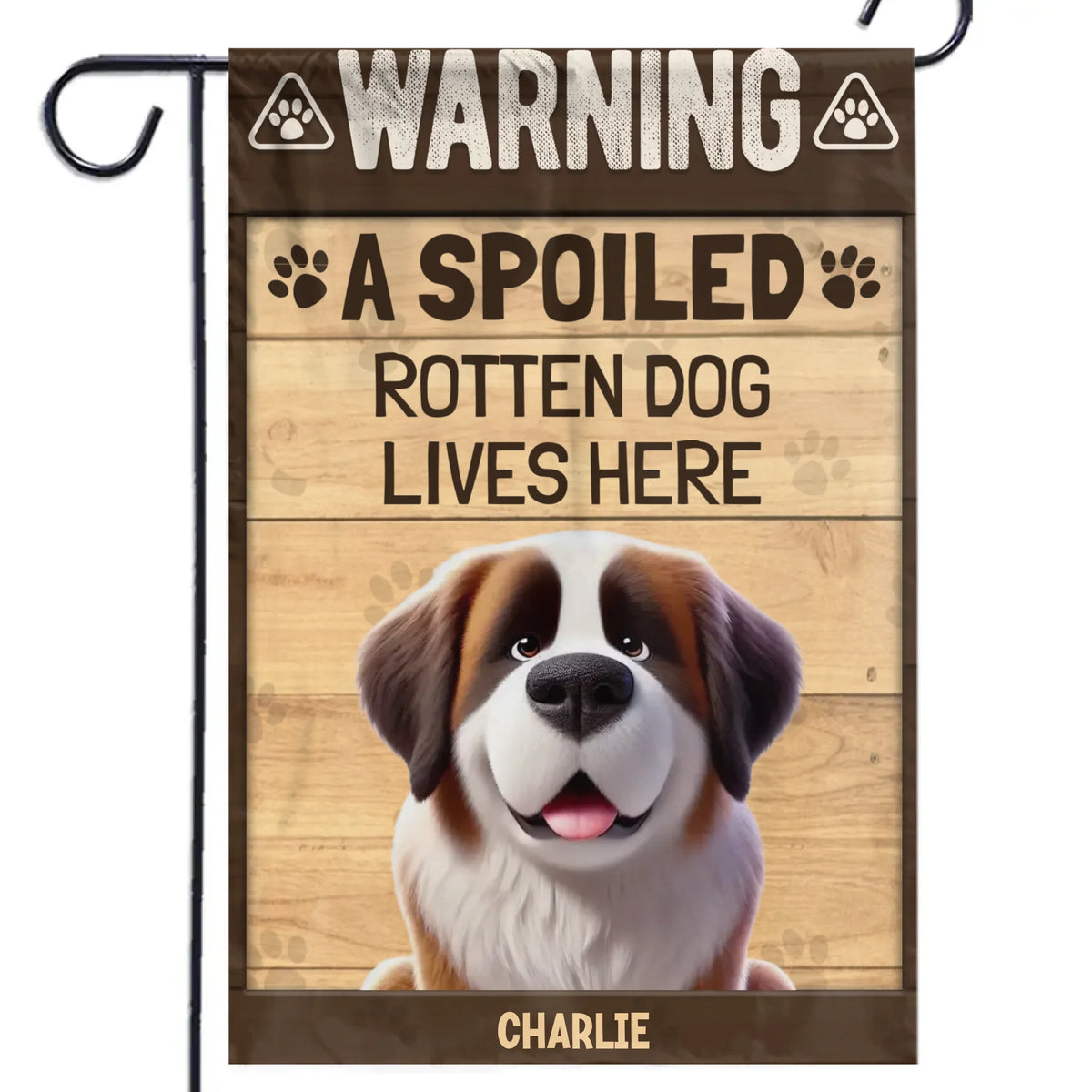 Un peu pourri et beaucoup d'amour - Drapeau personnalisé pour chien - Cadeau pour propriétaires et amoureux des animaux