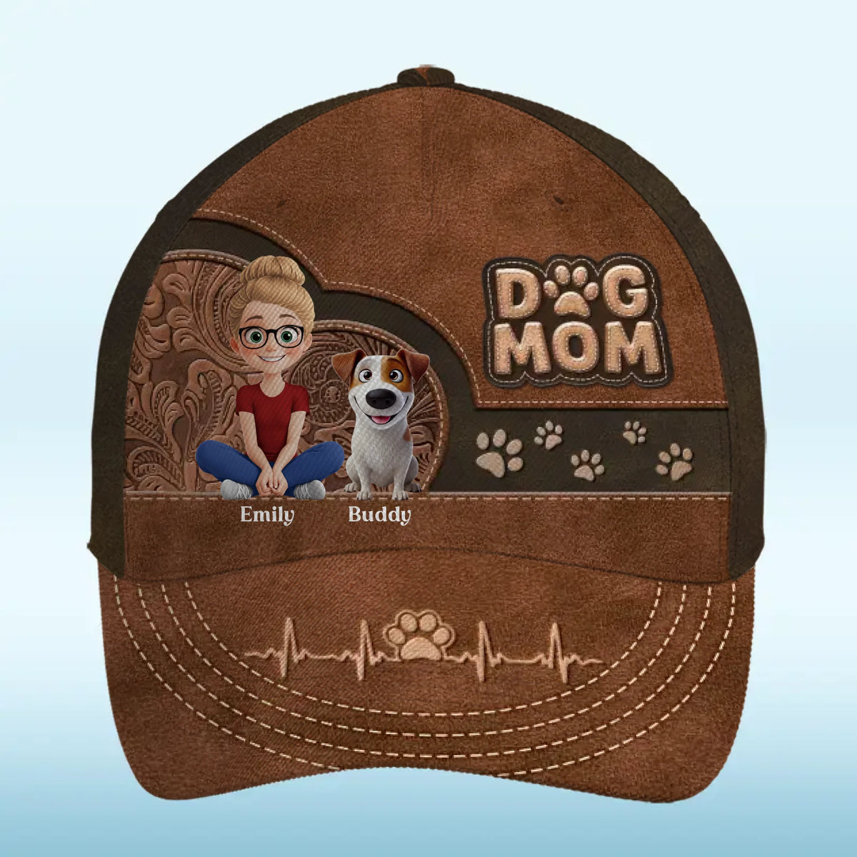 Maman chien, mon cœur appartient à mes chiots ! Casquette personnalisée pour chien, casquette classique à imprimé intégral ! Cadeau pour la fête des mères, pour les propriétaires d'animaux et les amoureux des animaux.