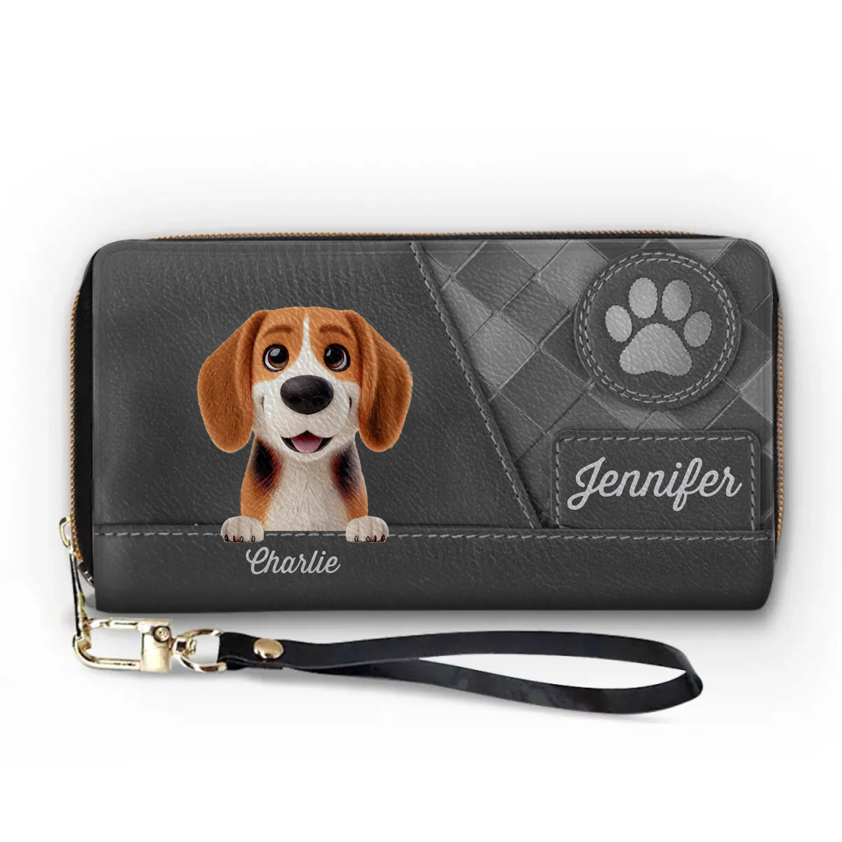 Ami à quatre pattes, amour éternel - Portefeuille long en cuir personnalisé pour chien et chat - Cadeau pour propriétaires et amoureux des animaux
