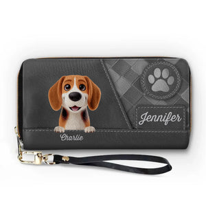 Ami à quatre pattes, amour éternel - Portefeuille long en cuir personnalisé pour chien et chat - Cadeau pour propriétaires et amoureux des animaux