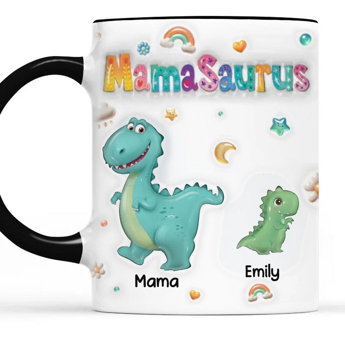 Roaring Love From Mom - Family Personalized Custom 3D Inflated Effect Printed Accent Mug - Mother's Day, Gift For Mom, Grandma