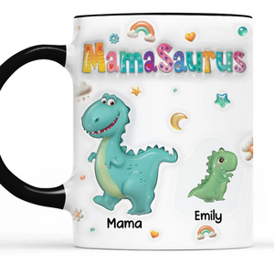 Roaring Love From Mom - Family Personalized Custom 3D Inflated Effect Printed Accent Mug - Mother's Day, Gift For Mom, Grandma