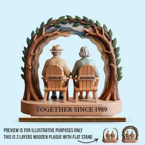 Vieillir ensemble, côte à côte – Plaque en bois personnalisée à 2 couches avec support plat – Cadeau de pendaison de crémaillère pour mari et femme, anniversaire