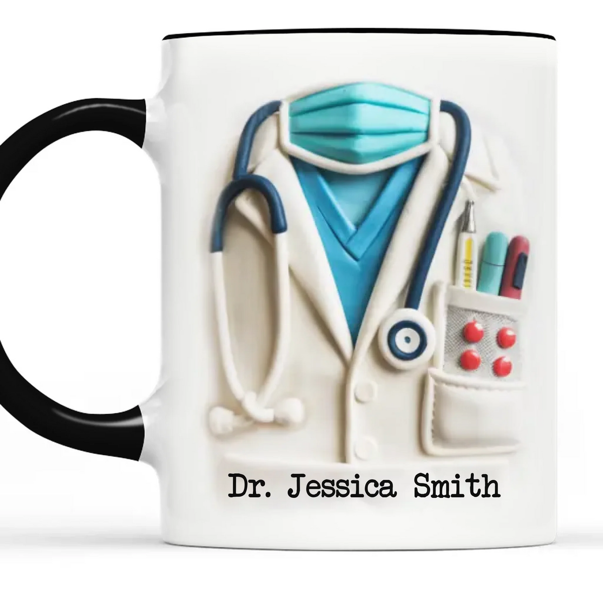 Docteur par titre, héros par cœur – Mug personnalisé avec effet gonflé 3D imprimé pour la famille – Cadeau d'appréciation, de remerciement, vie d'infirmière, vie de médecin
