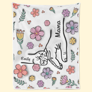 Hands Holding Nana With Love - Family Personalized Custom 3D Inflated Effect Printed Blanket - Mother's Day, Gift For Mom, Grandma