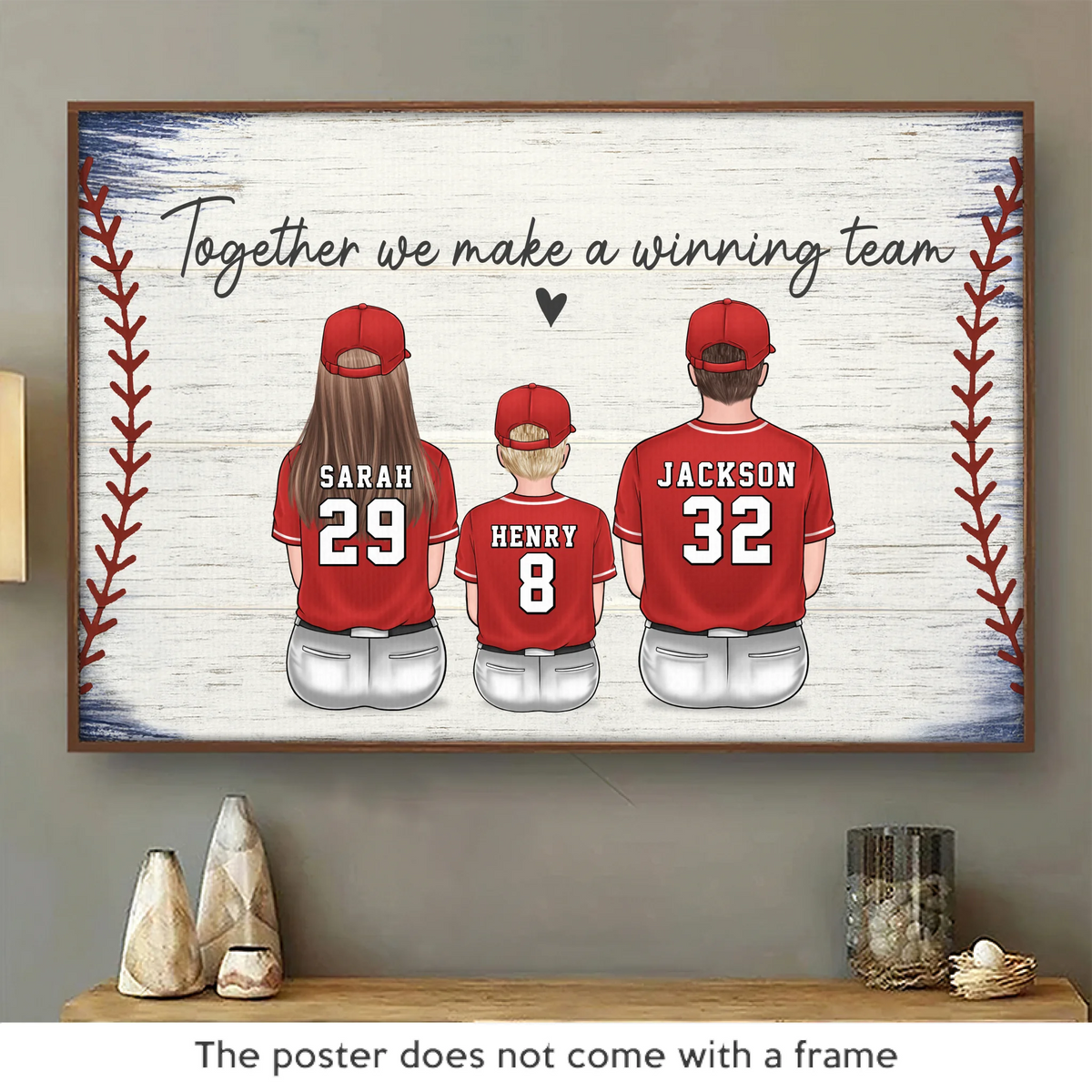 Famille, l'équipe gagnante ultime - Affiche horizontale personnalisée pour la famille - Fête des pères, cadeau pour papa, amateurs de sport, joueurs de sport