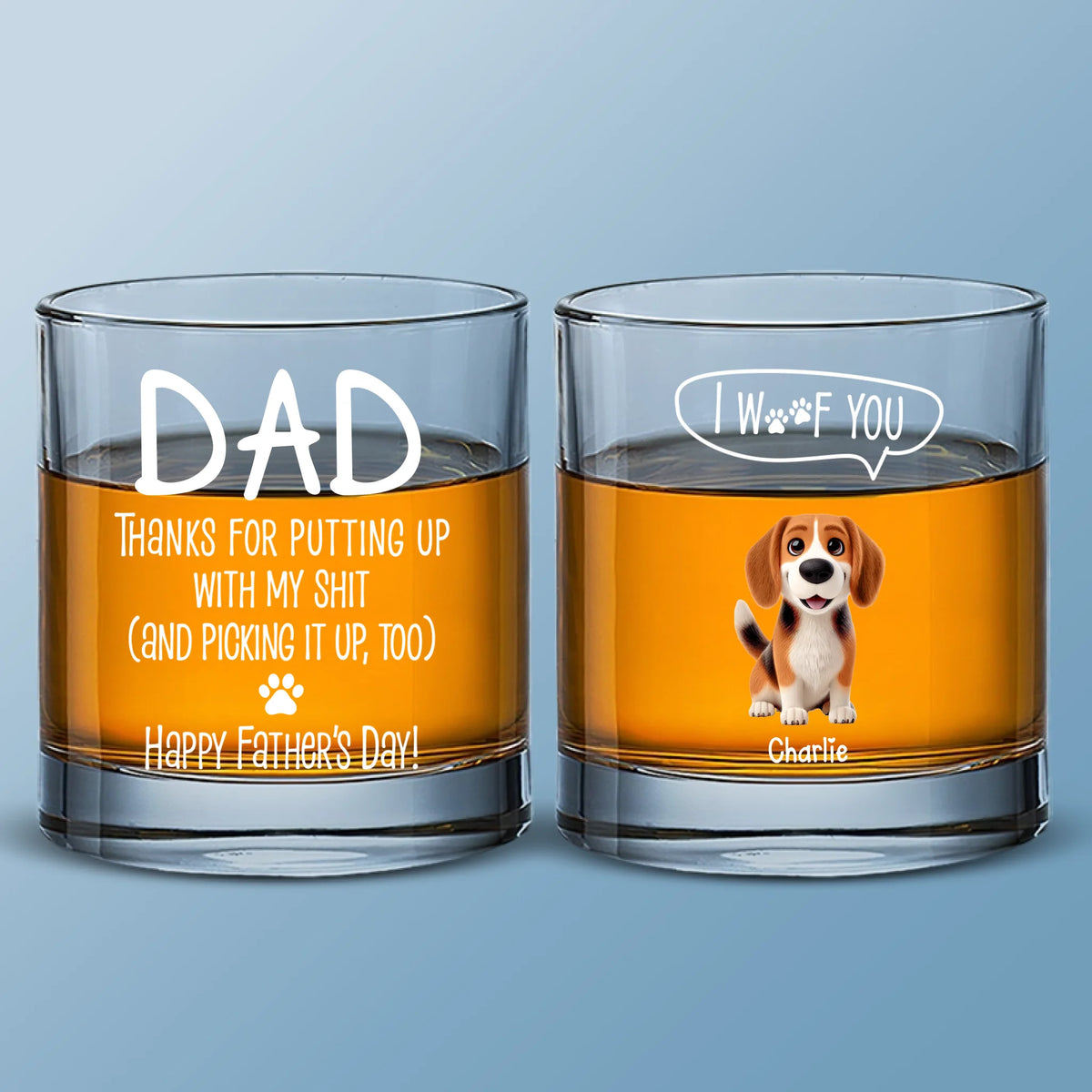 Bonne fête des pères à mon vendeur de friandises ! Verre à whisky personnalisé pour chien ! Cadeau pour la fête des pères, pour les propriétaires d'animaux et les amoureux des animaux.