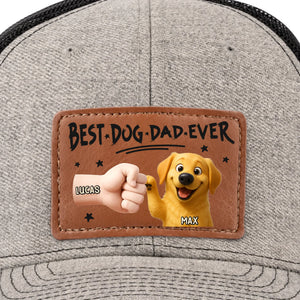 Pup’s Favorite Human - Dog Personalized Custom Leather Patch Hat - Father's Day, Gift For Pet Owners, Pet Lovers