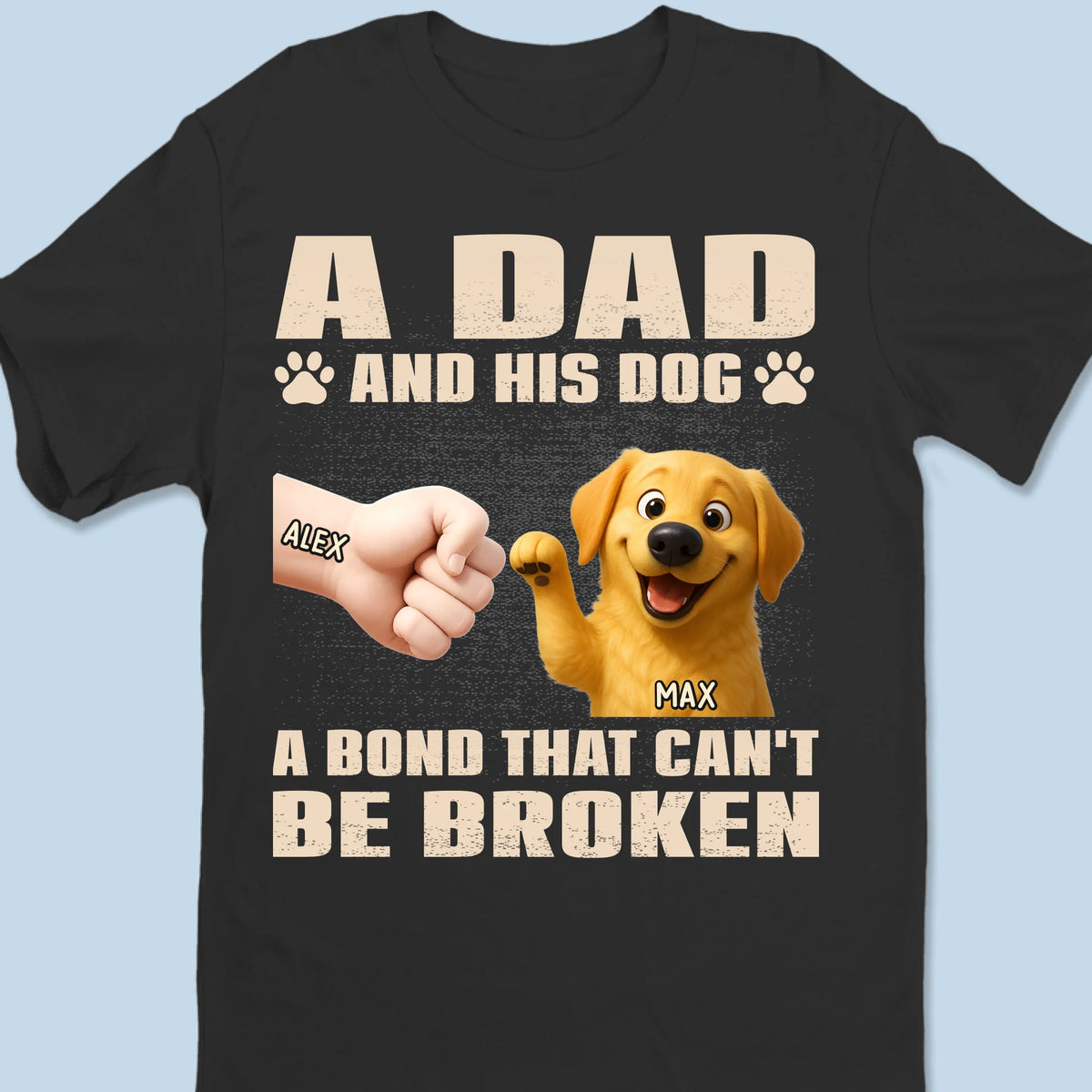Un papa et son chien, un lien indéfectible - T-shirt unisexe personnalisé pour chien, t-shirt premium, sweat à capuche - Fête des pères, cadeau pour papa, propriétaires d'animaux, amoureux des animaux