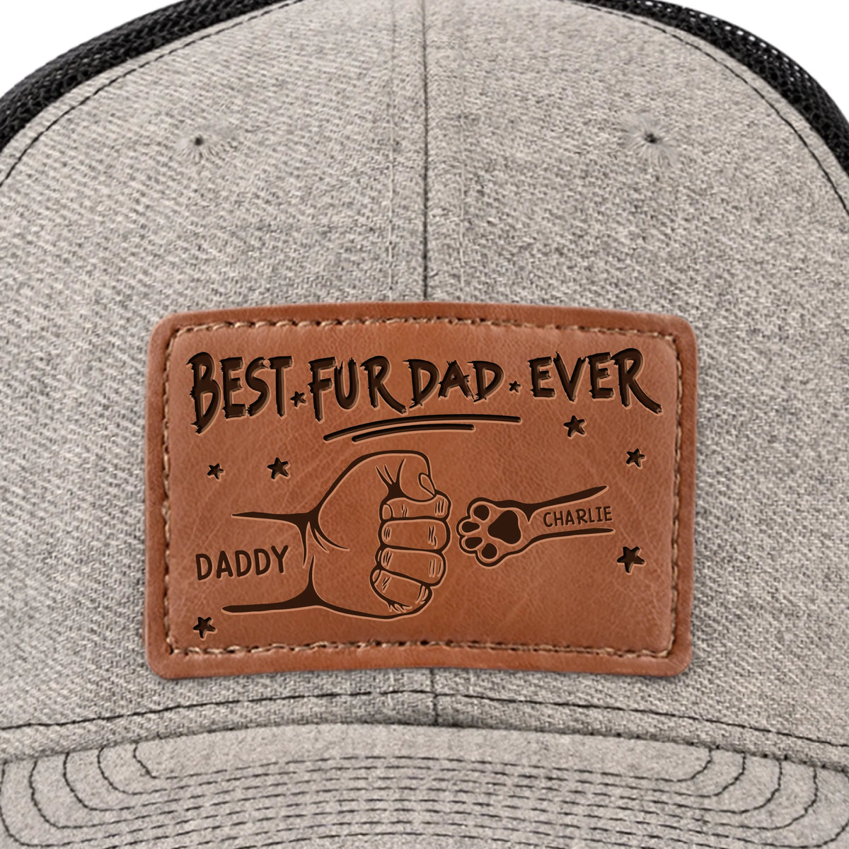 Proud Dad Of Pawsome Kids - Dog & Cat Personalized Custom Leather Patch Hat - Father's Day, Gift For Pet Owners, Pet Lovers