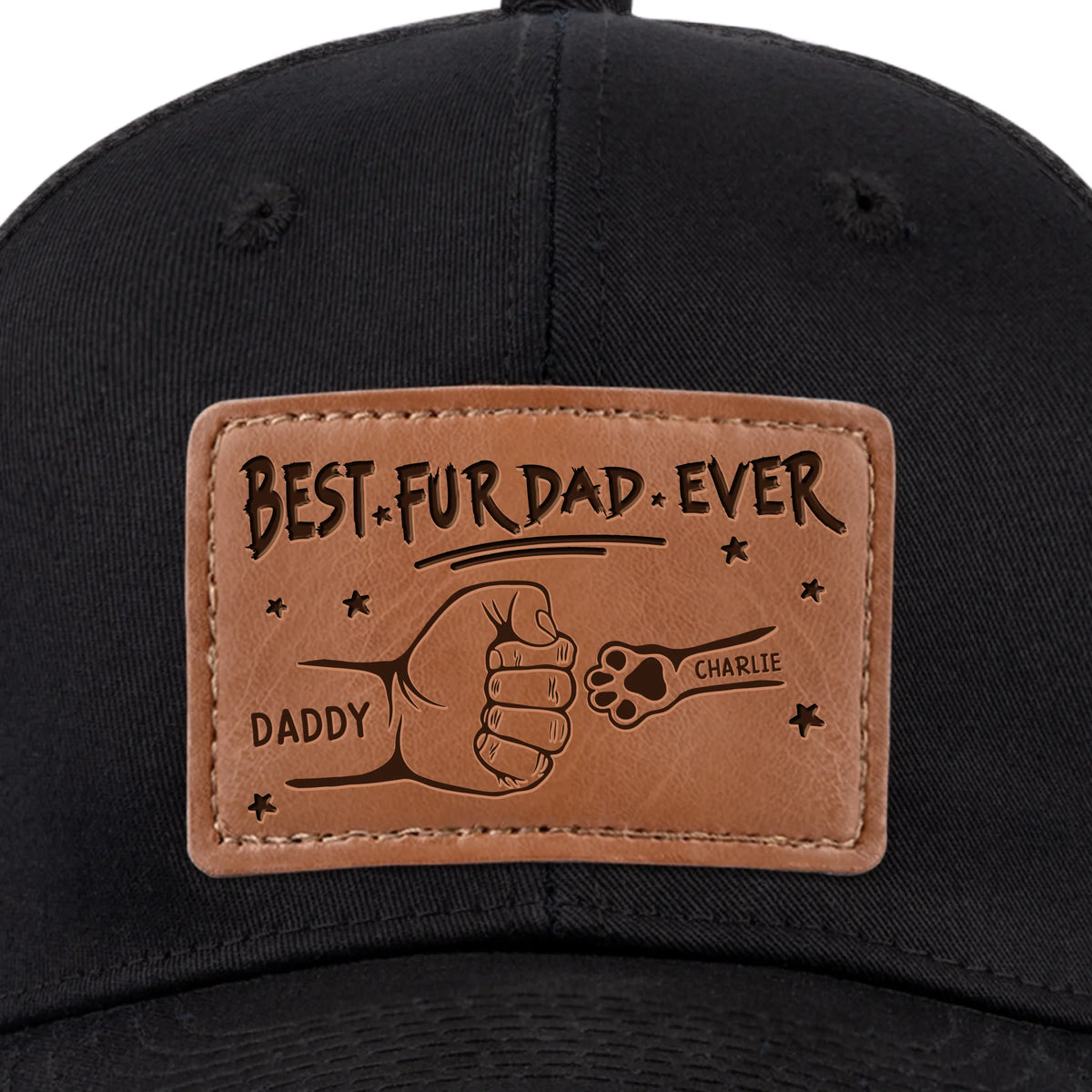 Proud Dad Of Pawsome Kids - Dog & Cat Personalized Custom Leather Patch Hat - Father's Day, Gift For Pet Owners, Pet Lovers