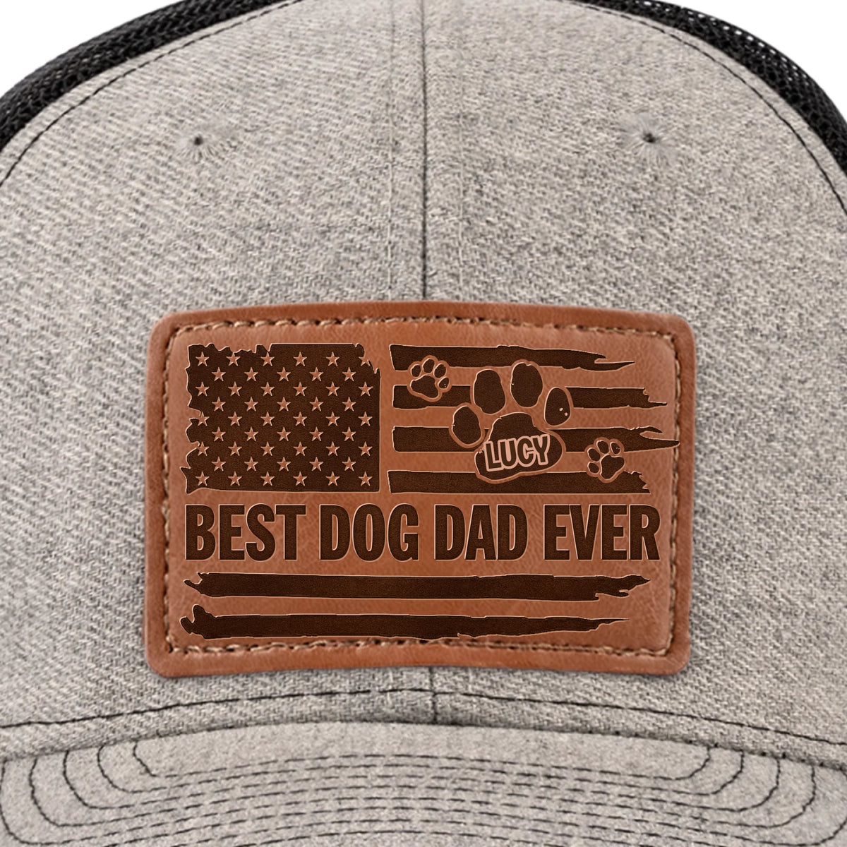 Raised By Paws, Loved By All - Dog Personalized Custom Leather Patch Hat - Father's Day, Gift For Pet Owners, Pet Lovers