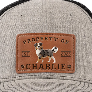 Property Of Paws - Casquette personnalisée en cuir pour chien - Cadeau pour la fête des pères, pour les propriétaires et les amoureux des animaux
