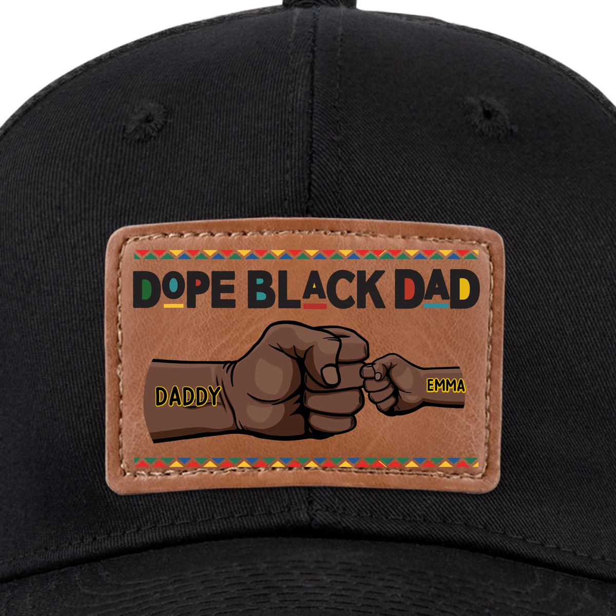 Dope Black Dad, héros du quotidien - Chapeau personnalisé en cuir avec patch - Fête des pères, cadeau pour papa