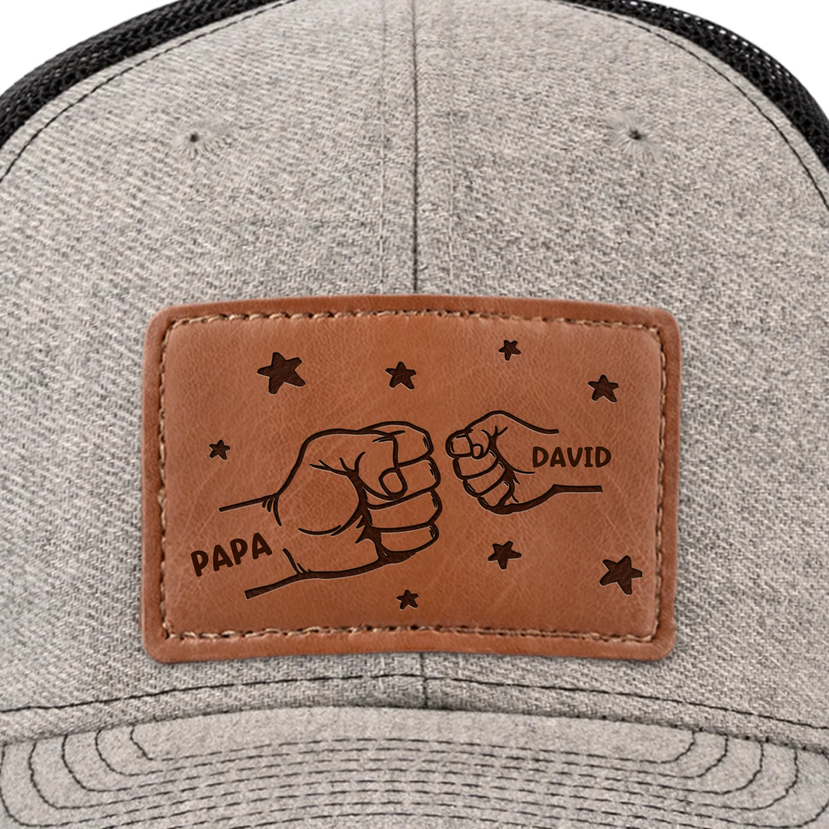 All In With Papa - Chapeau personnalisé en cuir avec patch - Fête des pères, cadeau pour papa, grand-père