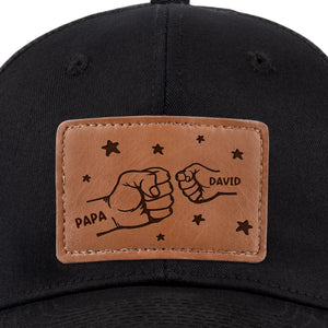 All In With Papa - Chapeau personnalisé en cuir avec patch - Fête des pères, cadeau pour papa, grand-père