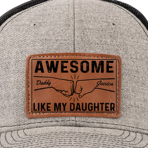 Tiny Hands, Big Love - Family Personalized Custom Leather Patch Hat - Father's Day, Gift For Dad, Daughter