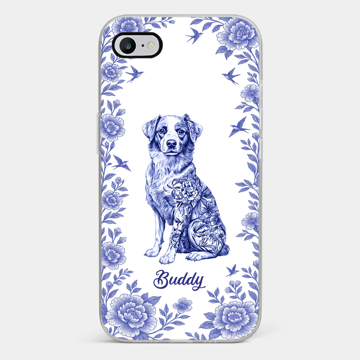 Élégance en fleurs, amour en fourrure – Coque de téléphone transparente personnalisée pour chien – Cadeau pour propriétaires et amoureux des animaux