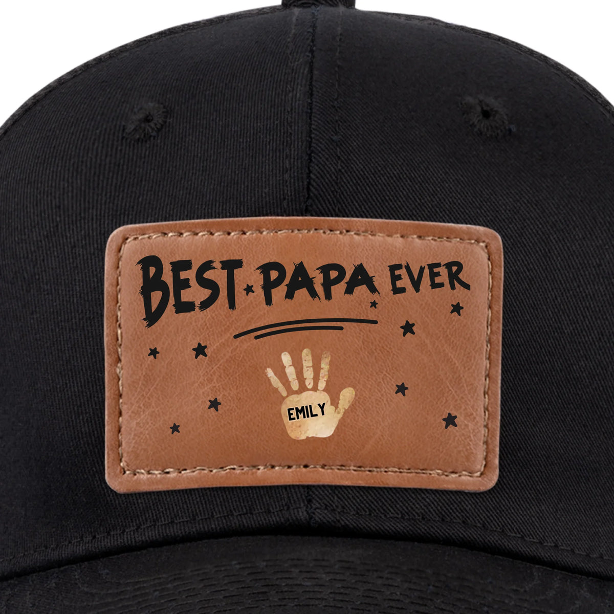 Meilleur papa de tous les temps, estampillé avec amour - Chapeau personnalisé en cuir avec patch - Fête des pères, cadeau pour papa, grand-père