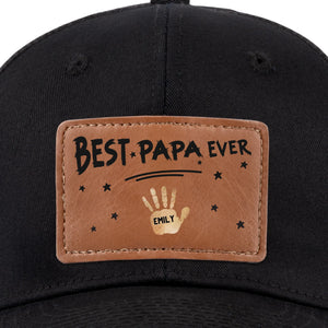 Meilleur papa de tous les temps, estampillé avec amour - Chapeau personnalisé en cuir avec patch - Fête des pères, cadeau pour papa, grand-père