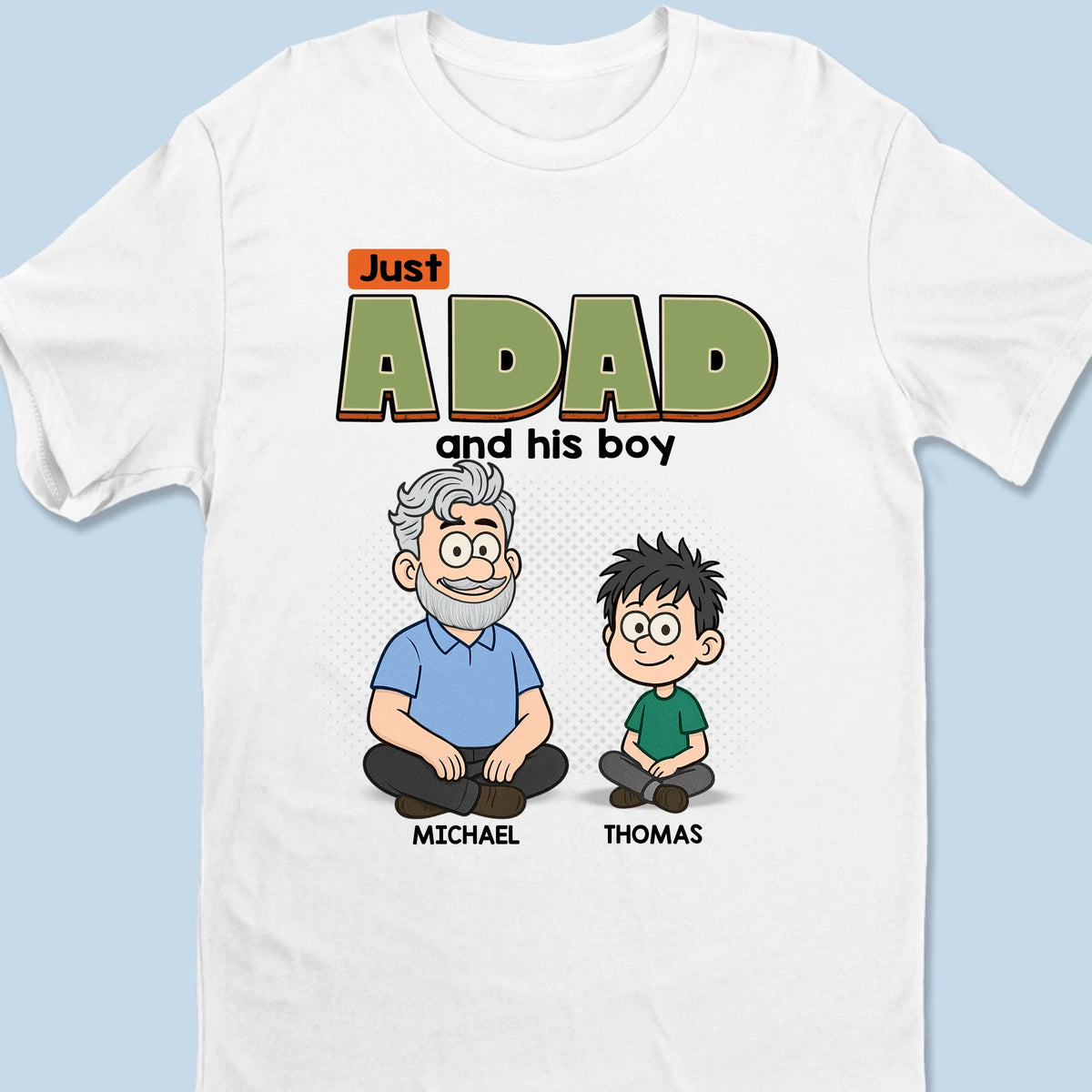 Juste un papa et son monde - T-shirt unisexe personnalisé pour la famille, t-shirt premium, sweat à capuche - Fête des pères, cadeau pour papa, grand-père