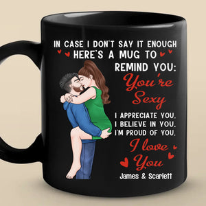 I Love You More Daily - Couple Personalized Custom Black Mug - Gift For Husband Wife, Anniversary