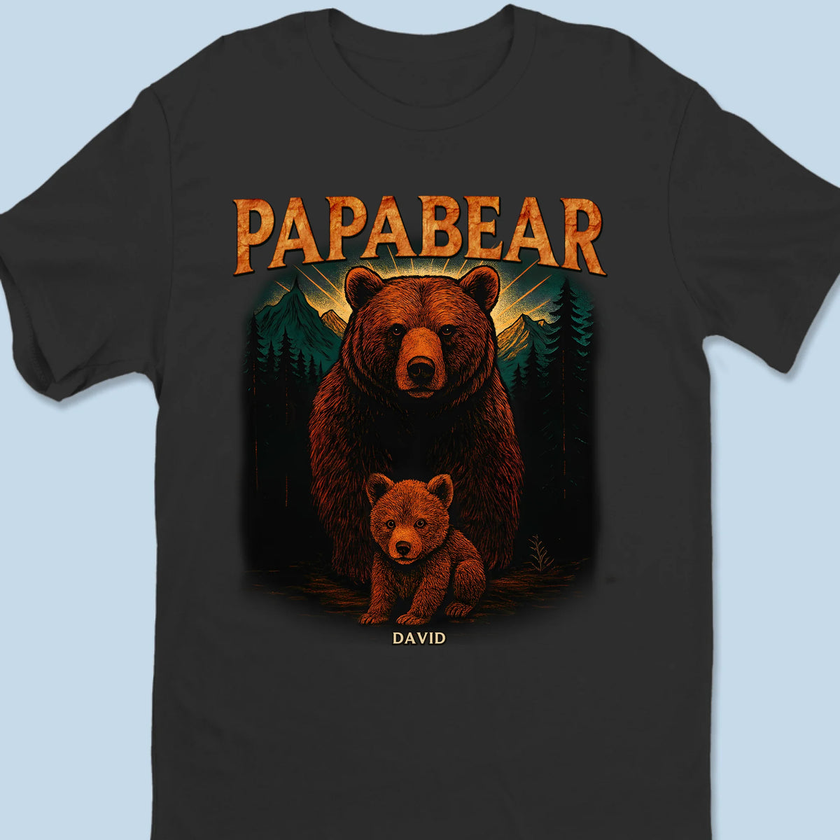 Protégé par Papa Ours - T-shirt unisexe personnalisé pour la famille, T-shirt premium, sweat à capuche - Fête des Pères, Cadeau pour papa, grand-père