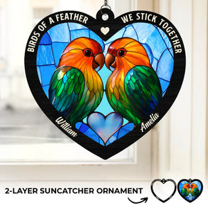Tourtereaux pour la vie - Ornement attrape-soleil personnalisé à suspendre pour fenêtre - Cadeau pour mari et femme, anniversaire