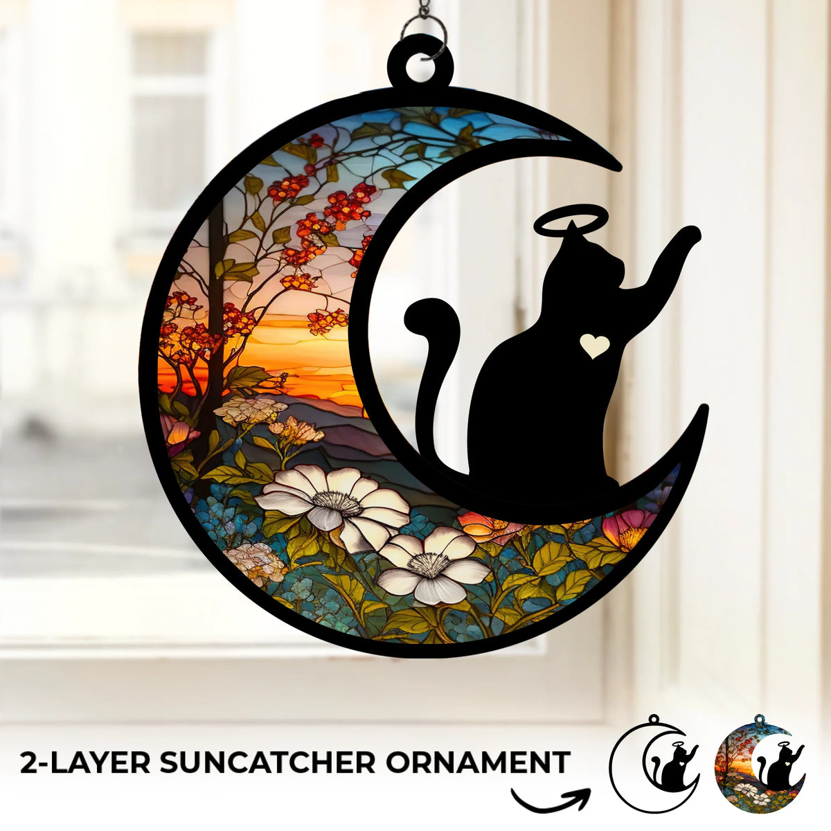 Mon ange aux moustaches – Ornement attrape-soleil à suspendre pour fenêtre commémorative – Cadeau de condoléances pour les propriétaires et les amoureux des animaux