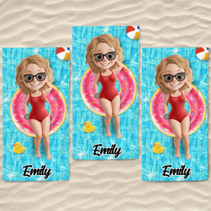 Paradise Found - Bestie Personalized Custom Beach Towel - Summer Vacation Gift, Birthday Pool Party Gift For Best Friends, BFF, Sisters