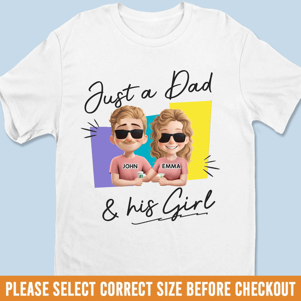 Just A Dad And His Children - Family Personalized Custom Unisex T-shirt, Premium T-shirt, Hoodie - Father's Day, Gift For Dad