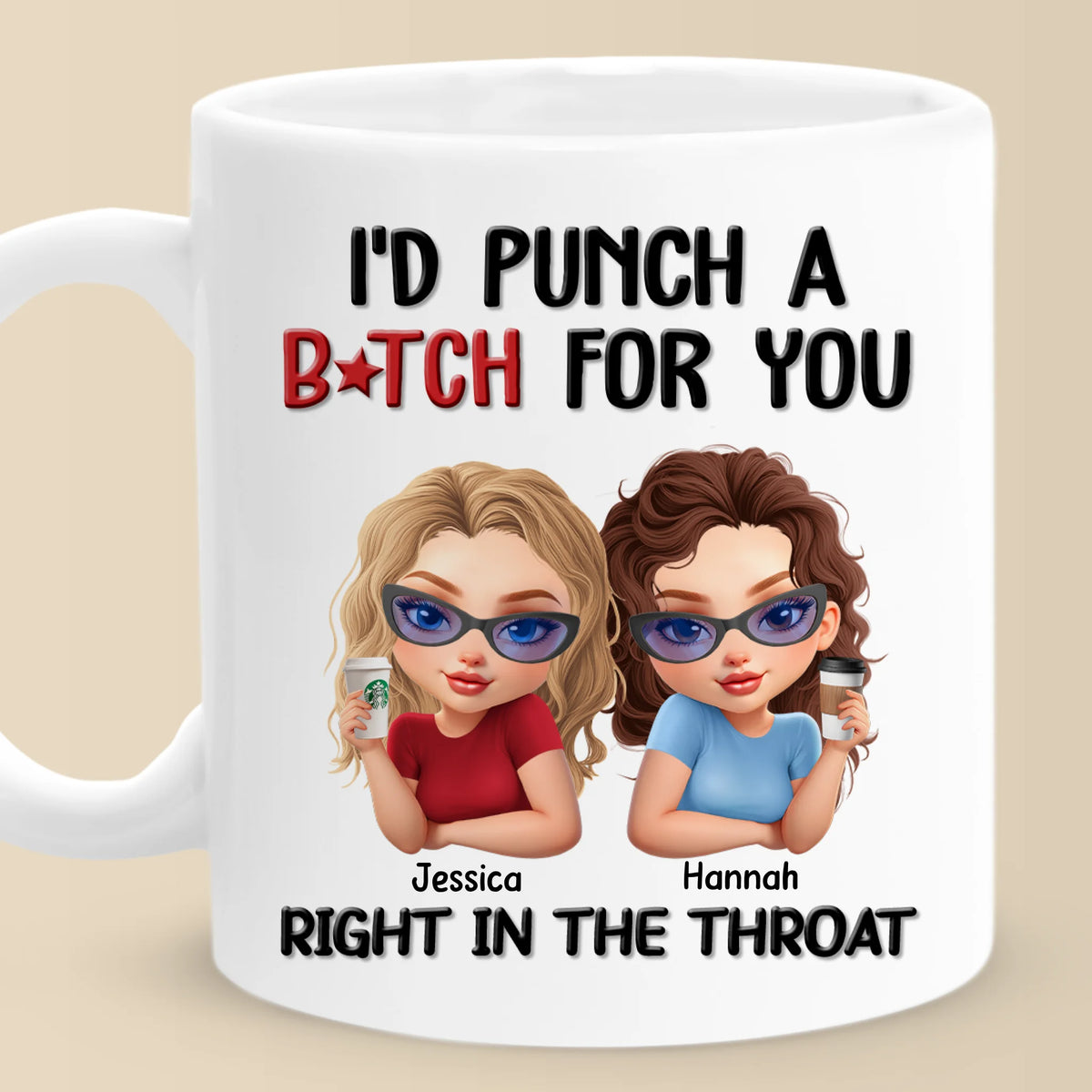 Mug personnalisé - Cadeau d'anniversaire personnalisé pour meilleure amie - Besties With Attitude