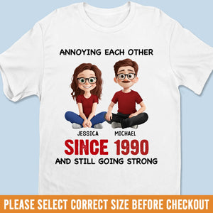 T-shirt unisexe personnalisé, t-shirt premium, sweat à capuche - Cadeaux d'anniversaire de mariage personnalisés pour mari et femme, lui et elle - Toujours fous l'un de l'autre