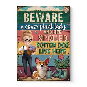 Panneau décoratif personnalisé en métal - Cadeaux de jardinage personnalisés pour jardiniers, amoureux des chiens, papas et mamans de chiens - Paix, amour, plantes et pattes boueuses