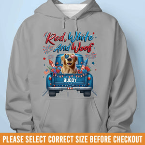 Custom Unisex T-shirt, Premium T-shirt, Hoodie - Personalized 4th Of July Gifts For Dog Lovers, Dog Dad And Mom - Fetching Freedom