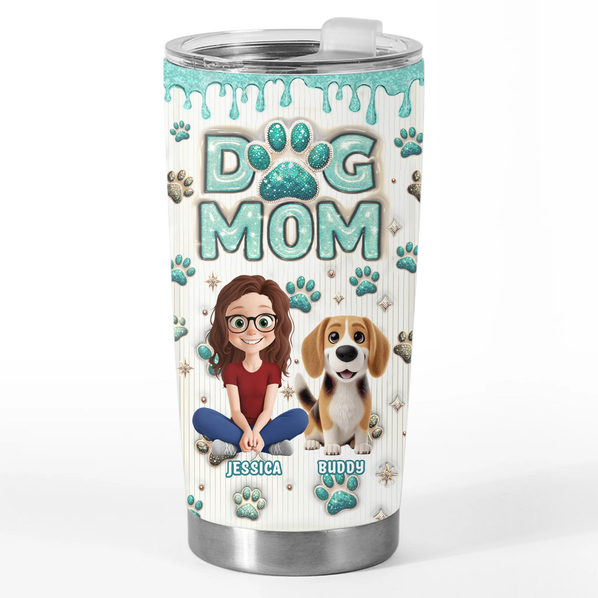 Gobelet personnalisé avec effet gonflable en 3D - Cadeaux d'anniversaire personnalisés pour les amoureux des chiens, les papas et les mamans - Les bisous de chien réparent tout