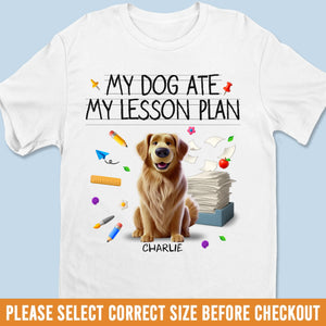 T-shirt unisexe personnalisé, t-shirt premium, sweat à capuche – Cadeaux de rentrée personnalisés pour enseignants et amoureux des chiens – Mes chiens ont mangé mon plan de cours