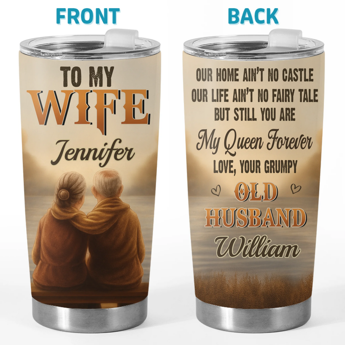 Custom Tumbler - Personalized Anniversary Wedding Gifts For Husband And Wife, Him And Her - Soulmates Forever