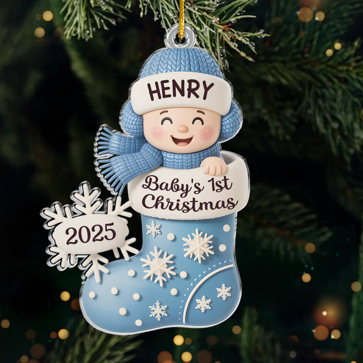 Décoration acrylique personnalisée - Cadeau de naissance personnalisé pour Noël, révélation du sexe du bébé pour les nouvelles mamans, les nouveaux papas et les nouveaux parents - Petit paquet, grande étincelle des fêtes