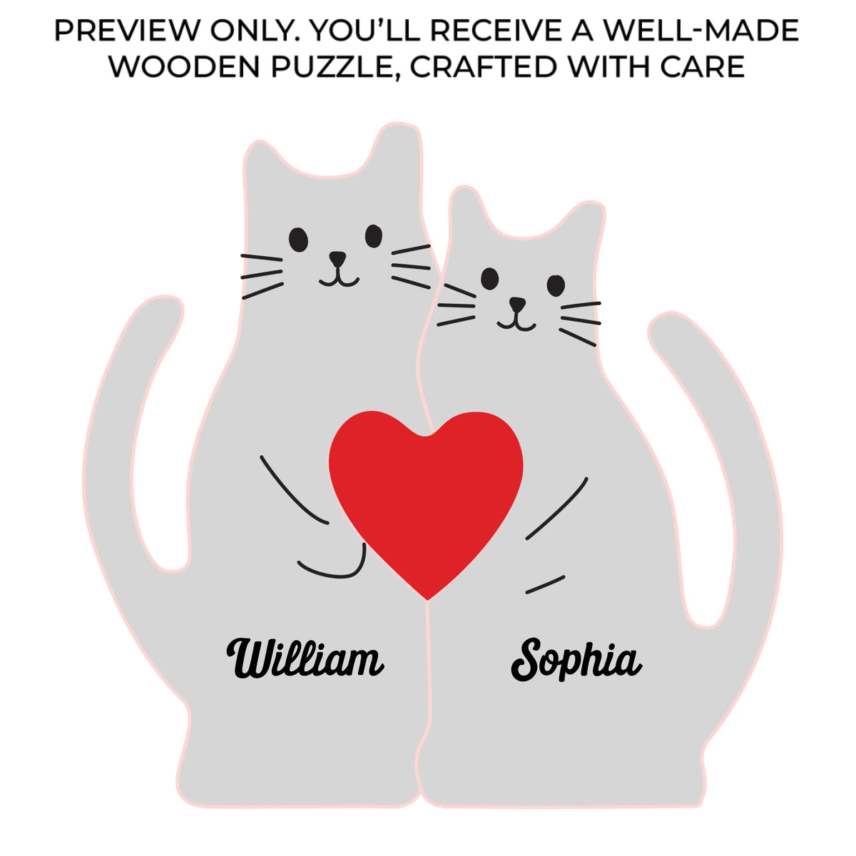Puzzle en bois personnalisé en forme de chat - Cadeaux d'anniversaire de mariage personnalisés pour mari et femme, lui et elle - Tu es le ronronnement de mon miaou