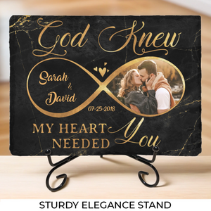 Photo personnalisée « Dieu savait que mon cœur avait besoin de toi » - Pierre rectangulaire personnalisée avec support pour couple - Cadeau pour mari et femme, anniversaire