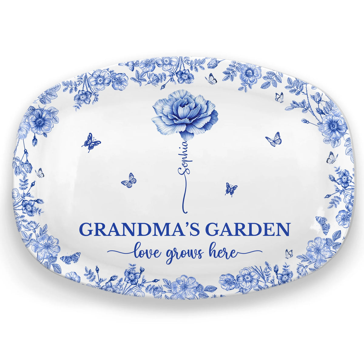 Plateau personnalisé - Cadeaux d'anniversaire personnalisés pour maman et grand-mère - Racines florales de l'amour éternel