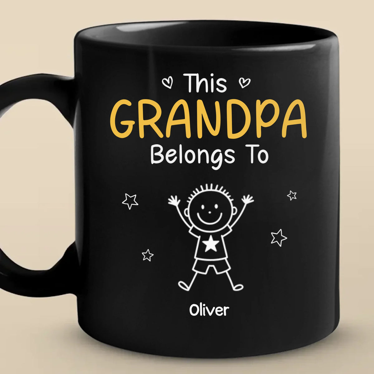 Mug noir personnalisé - Cadeaux d'anniversaire personnalisés pour papa et grand-père - Les petits-enfants rendent la vie plus belle