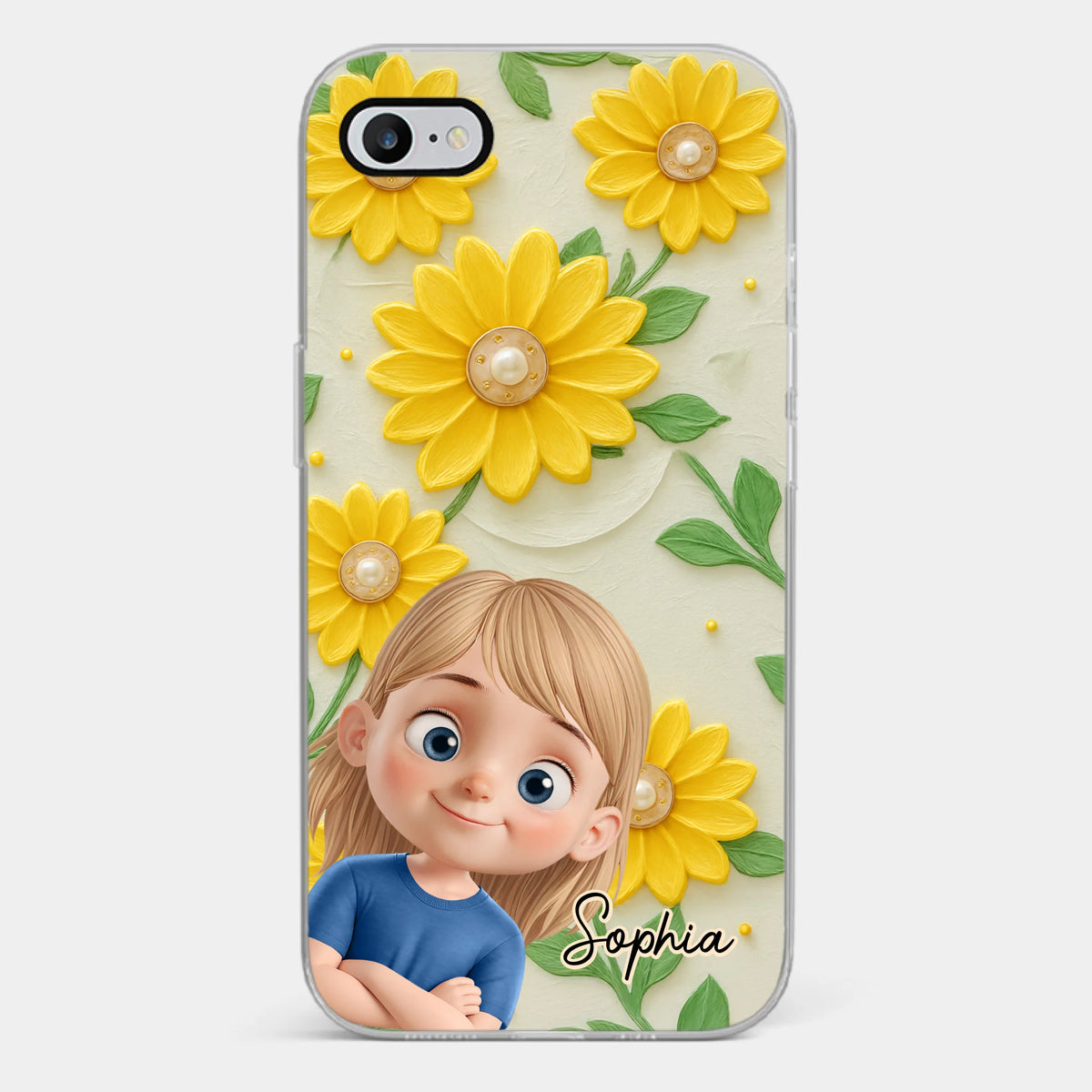 Custom 3D Inflated Effect Printed Clear Phone Case - Personalized Birthday Gifts For Mom, Grandma - Blooming With Joy Together