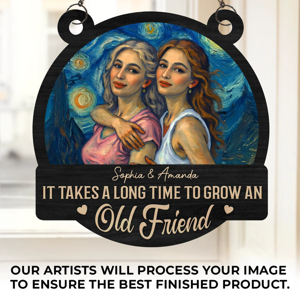 Custom Photo Window Hanging Suncatcher Ornament - Personalized Best Friend Birthday Gifts For Women, Besties, Sisters, BFF - Friends Who Shine Together