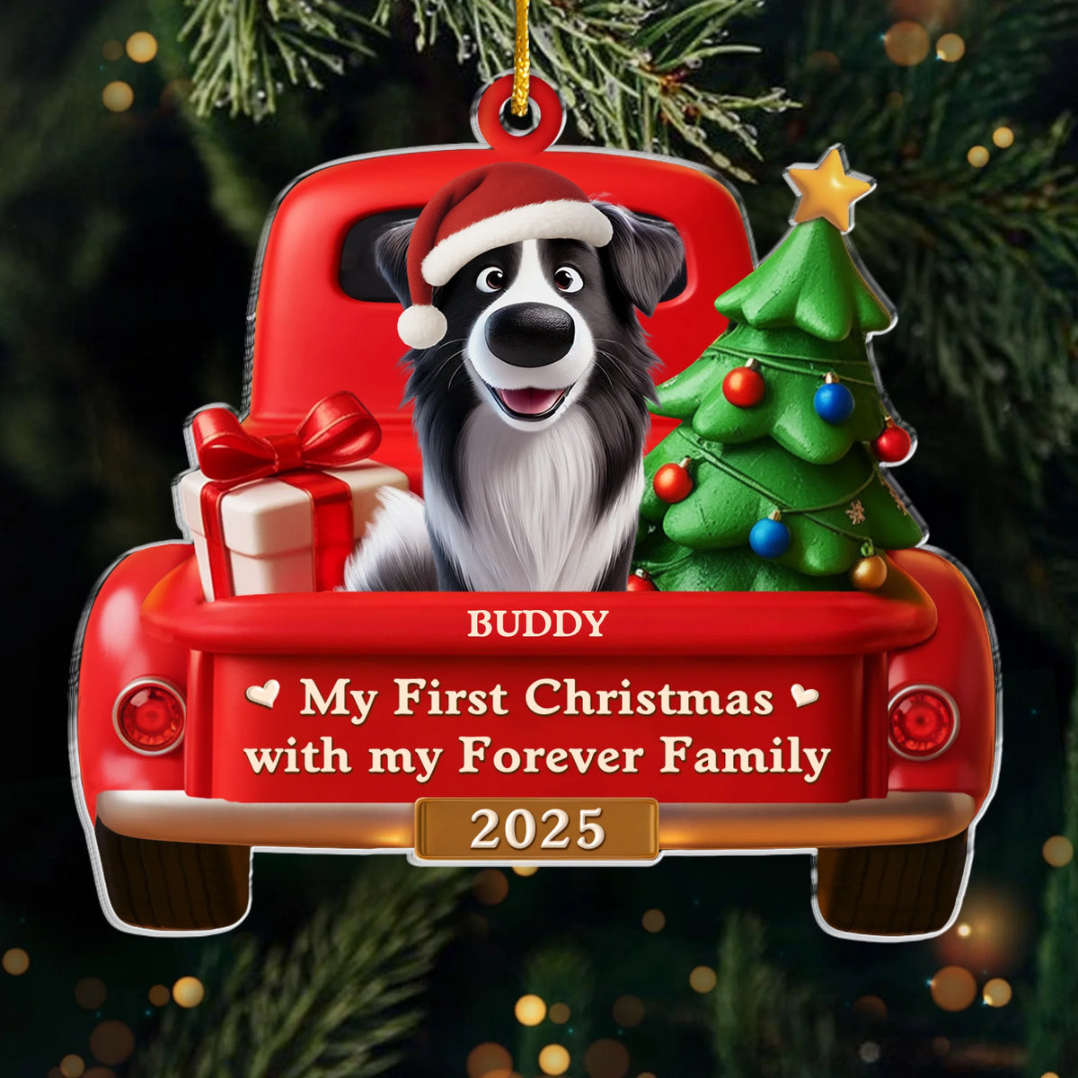 Custom Acrylic Ornament - Personalized Christmas Birthday Gifts For Dog Lovers, Dog Dad And Mom - My Forever Home, My First Christmas